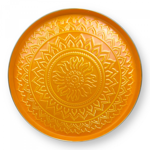 Tablett Vitoria Ø 46 cm – Klappbarer Tabletttisch in Gelb im marokkanischen Stil